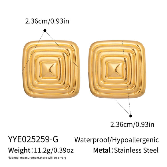 Exaggerated Niche Personality Square Stainless Steel Geometric Hoop Earrings Jewelry Accessories With Electroplating