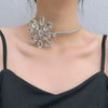 Exaggerated Oversized Alloy And Artificial Crystal Flower Necklace For Women