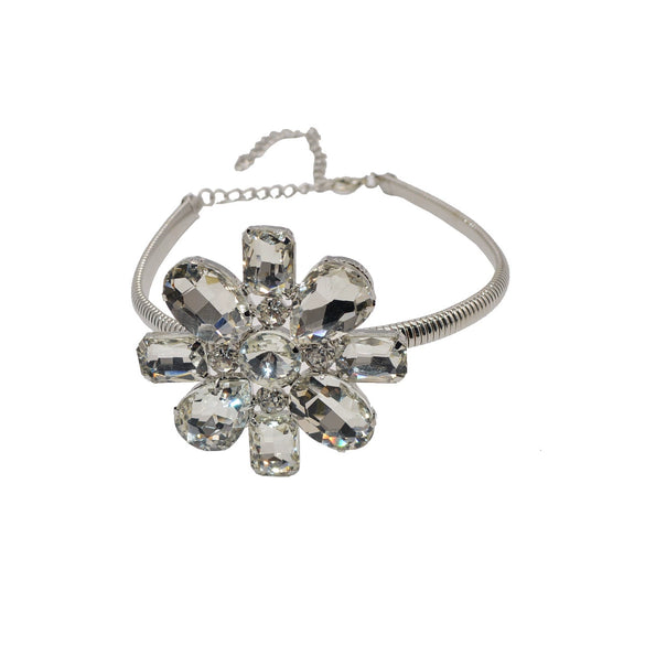 Exaggerated Oversized Alloy And Artificial Crystal Flower Necklace For Women