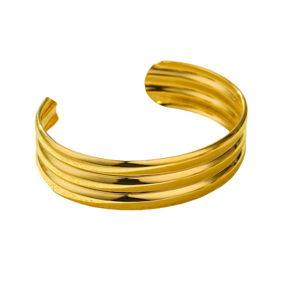 Exaggerated Personality Allmatch Doublelayer Stainless Steel Bracelet With Electroplating Treatment And Geometric Fashion Design
