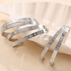 Exaggerated Personality Allmatch Open Bracelet 316L Stainless Steel Inlaid Round Zircon Marine Style Electroplated