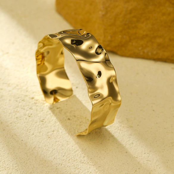 Exaggerated Personality Allmatch Titanium Stainless Steel Bracelet With Fashion Highend Sense Wide Face Design And Electroplating Treatment