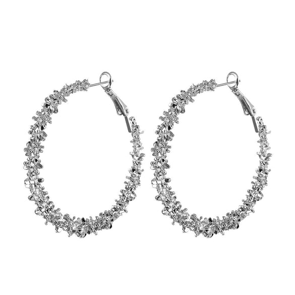 Exaggerated Personality Irregular Thorn Shape Large Circle Crystal Alloy Microinlay Geometric Earrings