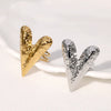 Exaggerated Personality Retro Loveshaped French Goldplated Stainless Steel Ring For Women