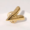 Exaggerated Personality Retro Loveshaped French Goldplated Stainless Steel Ring For Women