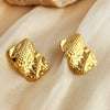Exaggerated Personality Stainless Steel Geometric Heart Design Sense Electroplated Earrings For Women