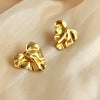 Exaggerated Personality Stainless Steel Geometric Heart Design Sense Electroplated Earrings For Women
