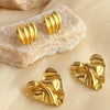 Exaggerated Personality Stainless Steel Geometric Heart Design Sense Electroplated Earrings For Women