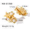 Exaggerated Personality Trend Joker Flower Pearl Design Stainless Steel Earrings For Women With Furnace Vacuum Plating 18K Geometric Pattern