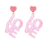 Exaggerated Pink Love Letter Acrylic Long Earrings With Electroplating Treatment