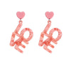 Exaggerated Pink Love Letter Acrylic Long Earrings With Electroplating Treatment