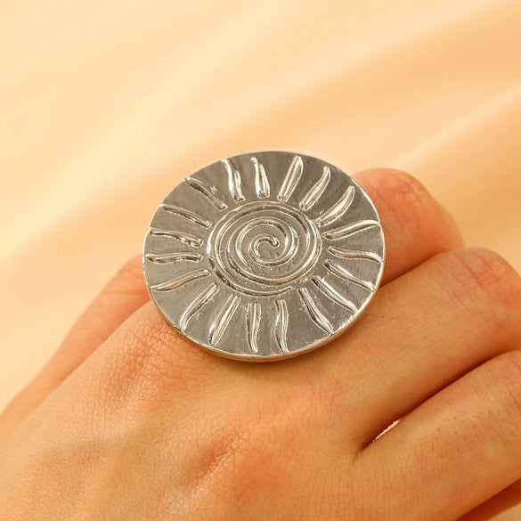 Exaggerated Punk Open Ring Female Retro Geometric Irregular Hollow Alloy Electroplated Ring