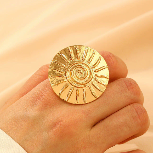 Exaggerated Punk Open Ring Female Retro Geometric Irregular Hollow Alloy Electroplated Ring