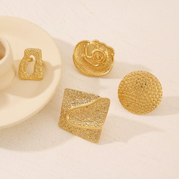 Exaggerated Punk Open Ring Female Retro Geometric Irregular Hollow Alloy Electroplated Ring