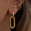 Exaggerated Punk Style Stainless Steel Square Geometric Earrings With Electroplating