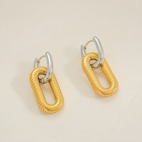 Exaggerated Punk Style Stainless Steel Square Geometric Earrings With Electroplating