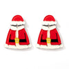 Exaggerated Resin Christmas Tree And Star Stud Earrings With Diamond Look Festival Style Fashion Jewelry