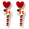 Exaggerated Resin Christmas Tree And Star Stud Earrings With Diamond Look Festival Style Fashion Jewelry