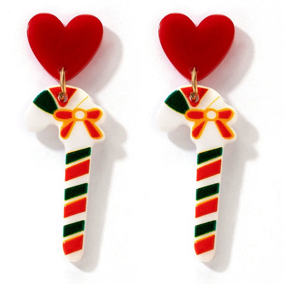 Exaggerated Resin Christmas Tree And Star Stud Earrings With Diamond Look Festival Style Fashion Jewelry