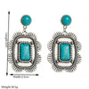 Exaggerated Retro Fashion Geometric Star Lightning Shape Turquoise Inlaid Alloy Earrings