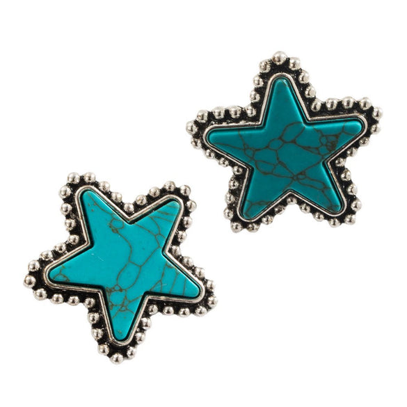 Exaggerated Retro Fashion Geometric Star Lightning Shape Turquoise Inlaid Alloy Earrings