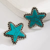 Exaggerated Retro Fashion Geometric Star Lightning Shape Turquoise Inlaid Alloy Earrings