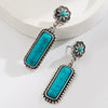 Exaggerated Retro Fashion Geometric Star Lightning Shape Turquoise Inlaid Alloy Earrings