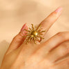 Exaggerated Retro Fashion Sunflower Alloy Earrings For Women With Electroplating Design