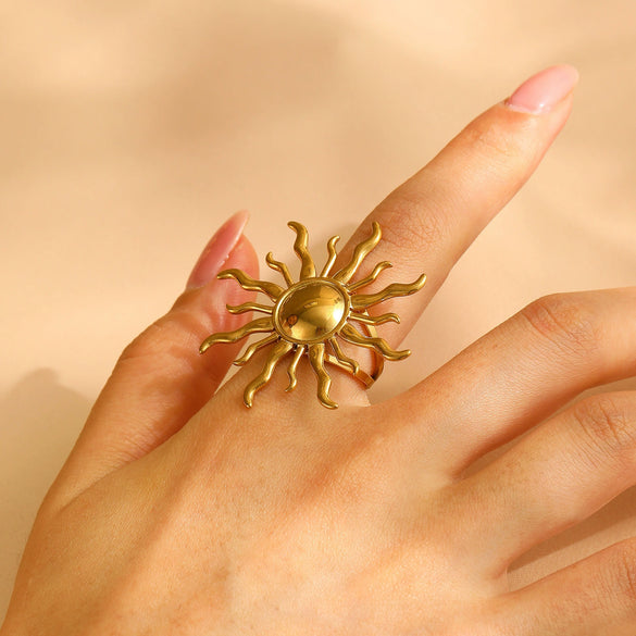 Exaggerated Retro Fashion Sunflower Alloy Earrings For Women With Electroplating Design