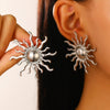 Exaggerated Retro Fashion Sunflower Alloy Earrings For Women With Electroplating Design