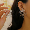 Exaggerated Retro Fashion Sunflower Alloy Earrings For Women With Electroplating Design