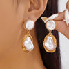 Exaggerated Retro Irregular Pearl Earrings With Gold Plated Finish And Stainless Steel Ear Needles For Women