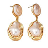 Exaggerated Retro Irregular Pearl Earrings With Gold Plated Finish And Stainless Steel Ear Needles For Women
