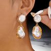 Exaggerated Retro Irregular Pearl Earrings With Gold Plated Finish And Stainless Steel Ear Needles For Women