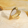 Exaggerated Retro Love Titanium Steel And Stainless Steel Open Ring With Cat's Eye Stone Electroplated Bracelet For Women Light Luxury Style