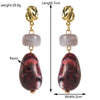 Exaggerated Retro Oval Resin Women's Fashion Long Earrings With Micro Inlay And Geometric Design