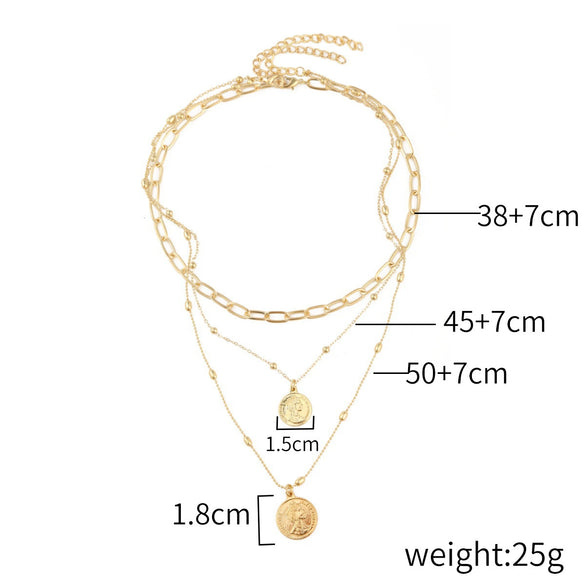 Exaggerated Retro Portrait Hiphop Alloy Necklace For Female With Electroplating