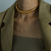 Exaggerated Retro Thread Pattern 316L Stainless Steel Necklace And Bracelet Set With Electroplating Design