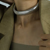 Exaggerated Retro Thread Pattern 316L Stainless Steel Necklace And Bracelet Set With Electroplating Design