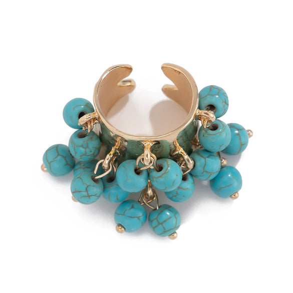 Exaggerated Retro Women's Ring With Imitation Pearls Heart Shape Geometric Pattern Electroplated