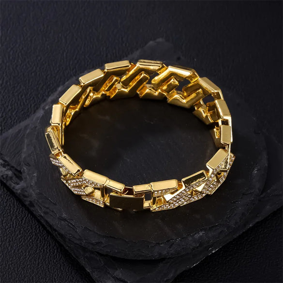 Exaggerated Rock Shiny Solid Color Alloy Plating Inlay Rhinestones 18k Gold Plated Unisex Bracelets