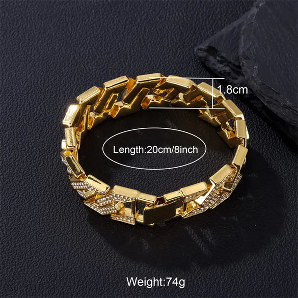 Exaggerated Rock Shiny Solid Color Alloy Plating Inlay Rhinestones 18k Gold Plated Unisex Bracelets