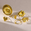 Exaggerated Round Flower Stainless Steel Ring With Electroplating In Ins Style