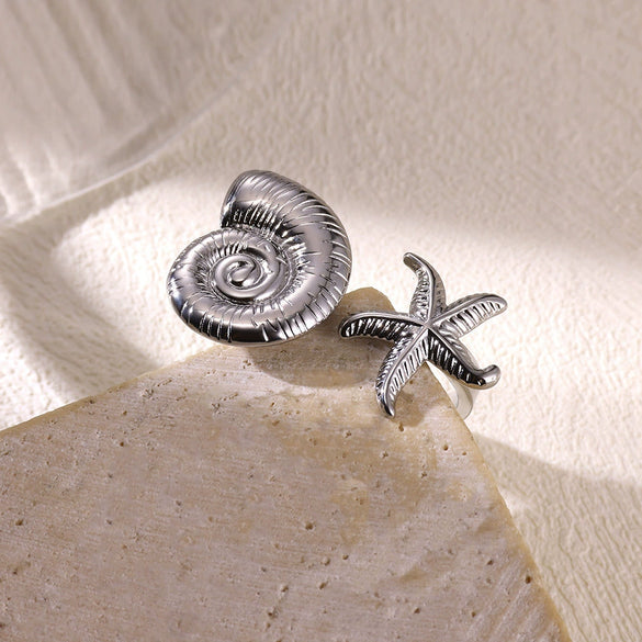 Exaggerated Round Flower Stainless Steel Ring With Electroplating In Ins Style