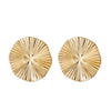 Exaggerated Round Pleated Metal Geometric Stud Earrings Gold Plated For Women