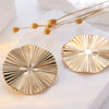 Exaggerated Round Pleated Metal Geometric Stud Earrings Gold Plated For Women