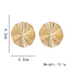 Exaggerated Round Pleated Metal Geometric Stud Earrings Gold Plated For Women