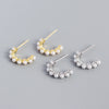 Exaggerated S925 Silver Geometric Cshaped Hoop Pearl Earrings For Women With Electroplating