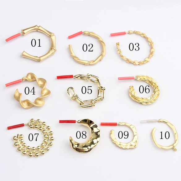 Exaggerated Simple Alloy Geometric Chain Circle Ear Pin Handmade Electroplated Earrings Accessories