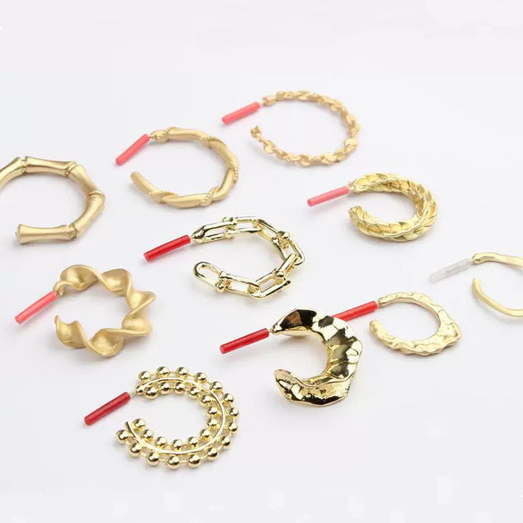 Exaggerated Simple Alloy Geometric Chain Circle Ear Pin Handmade Electroplated Earrings Accessories